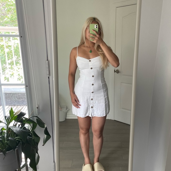 Garage - Strappy Back Linen Dress (White) - Picture 4 of 4